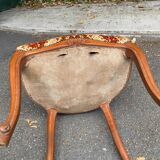 Louis XV armchair in carved solid wood and red and yellow fabric