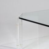 Table basse en lucite et verre, karl springer, 1970s