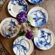 Set of 6 flat ironstone plates - Japanese Model 2 from Longwy