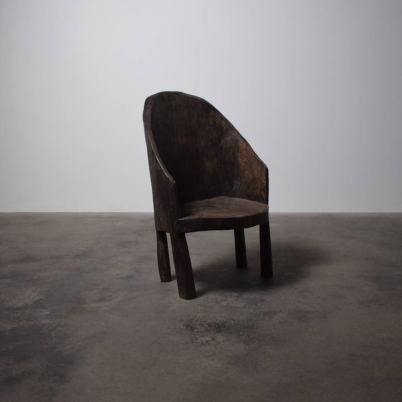 Primitive Handcrafted Organic Highback Naga Chair In Solid Teak, Wabi Sabi Style 1970s