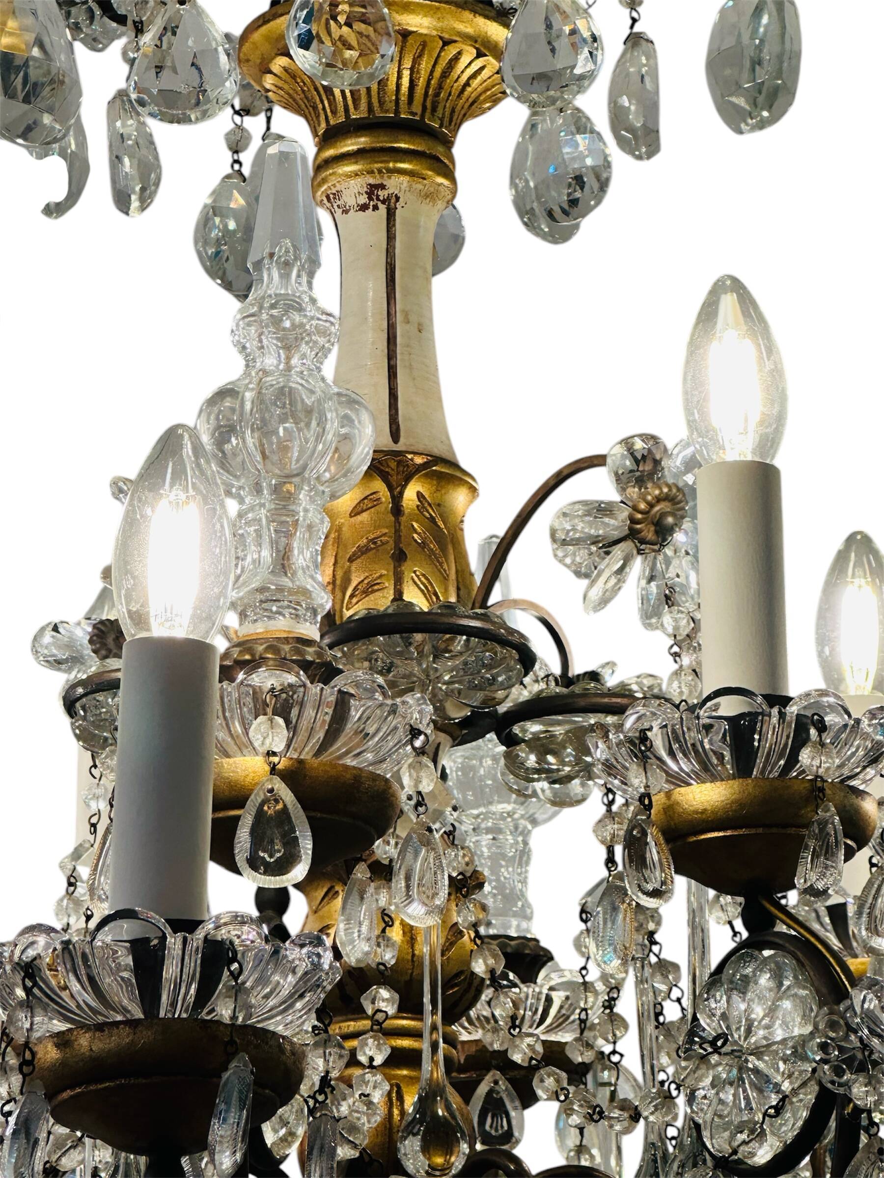 French Bronze and Crystal Maison Bagues style chandelier chandelier
