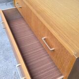 Compass foot chest of drawers in blond oak 1960