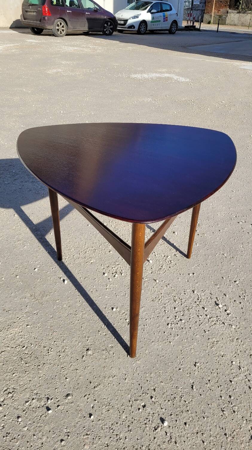 1960s Scandinavian tripod coffee table in teak