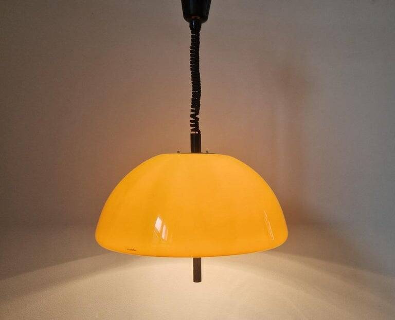 Midcentury Yellow Pendant Meblo, Harvey Guzzini, Space Age, Italy, 1970s