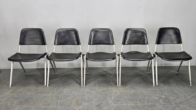 Set of Five Midcentury Knoll Stackable Chairs by Don Albinson, 1970s