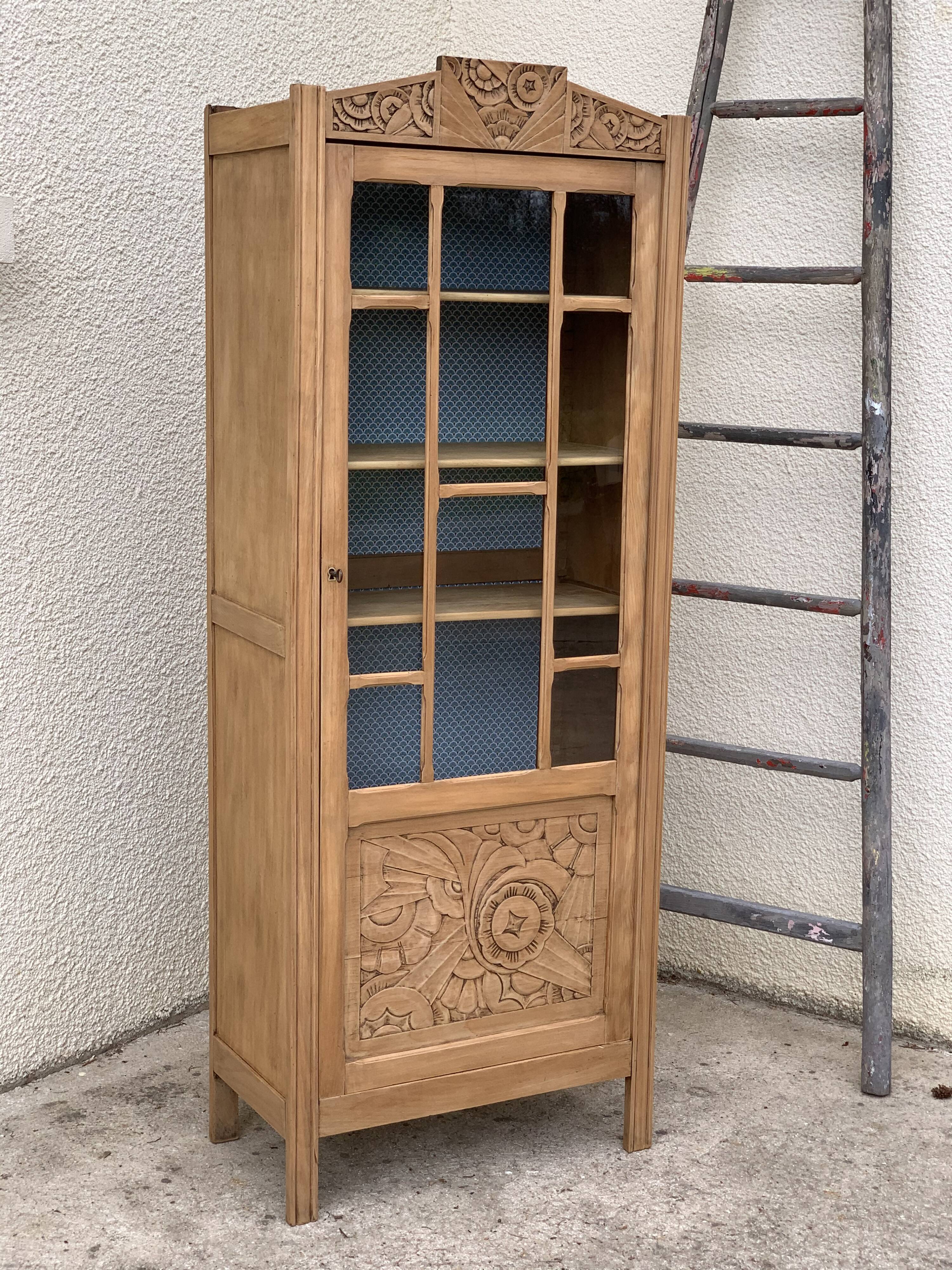Art deco glass-glazed parisian wardrobe