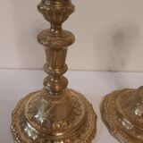 Pair of candlesticks Restoration in gilded bronze