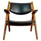 Chaise Lounge CH28 in Teak and Black Leather by Hans Wegner for Carl Hansen