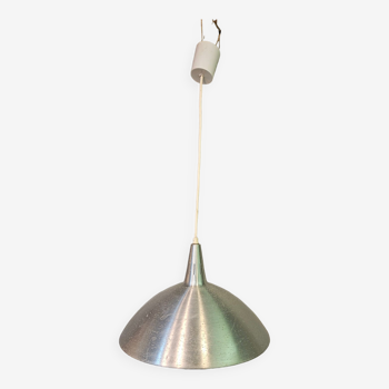 Luminaire en aluminium brossé chapeau de sorcière 1980