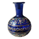 Cobalt blue ball vase/Hand painted floral motifs & raised gold edging