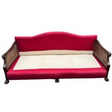 Empire-style bergère bench, carved wood and cane sofa, circa 1900