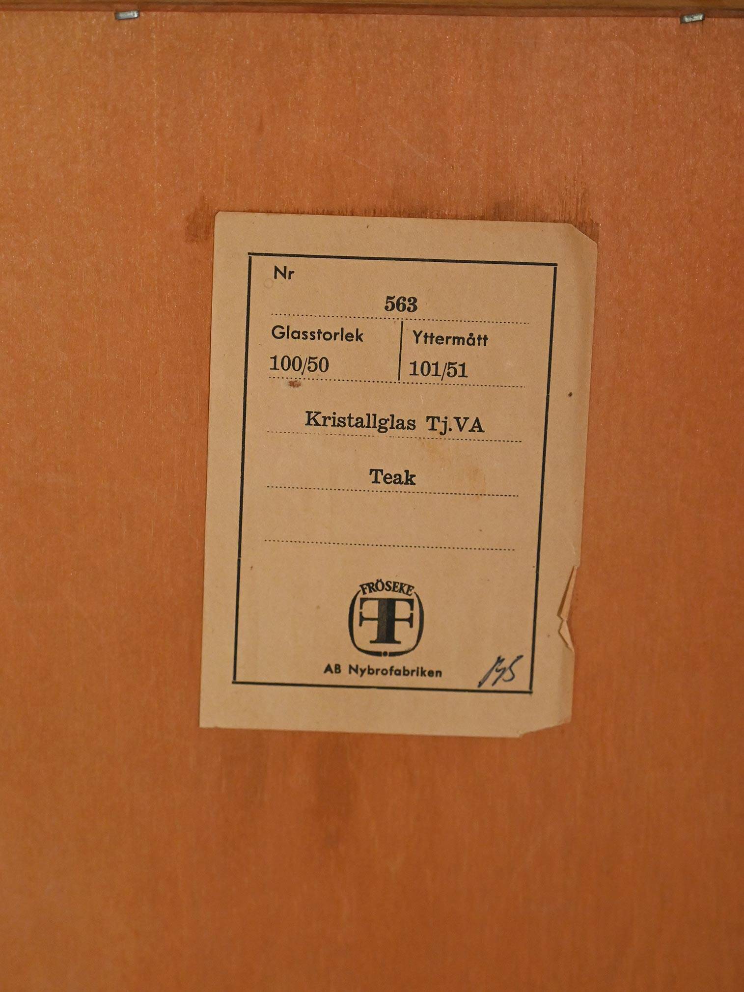 Miroir en teck suédois des années 1950-60
