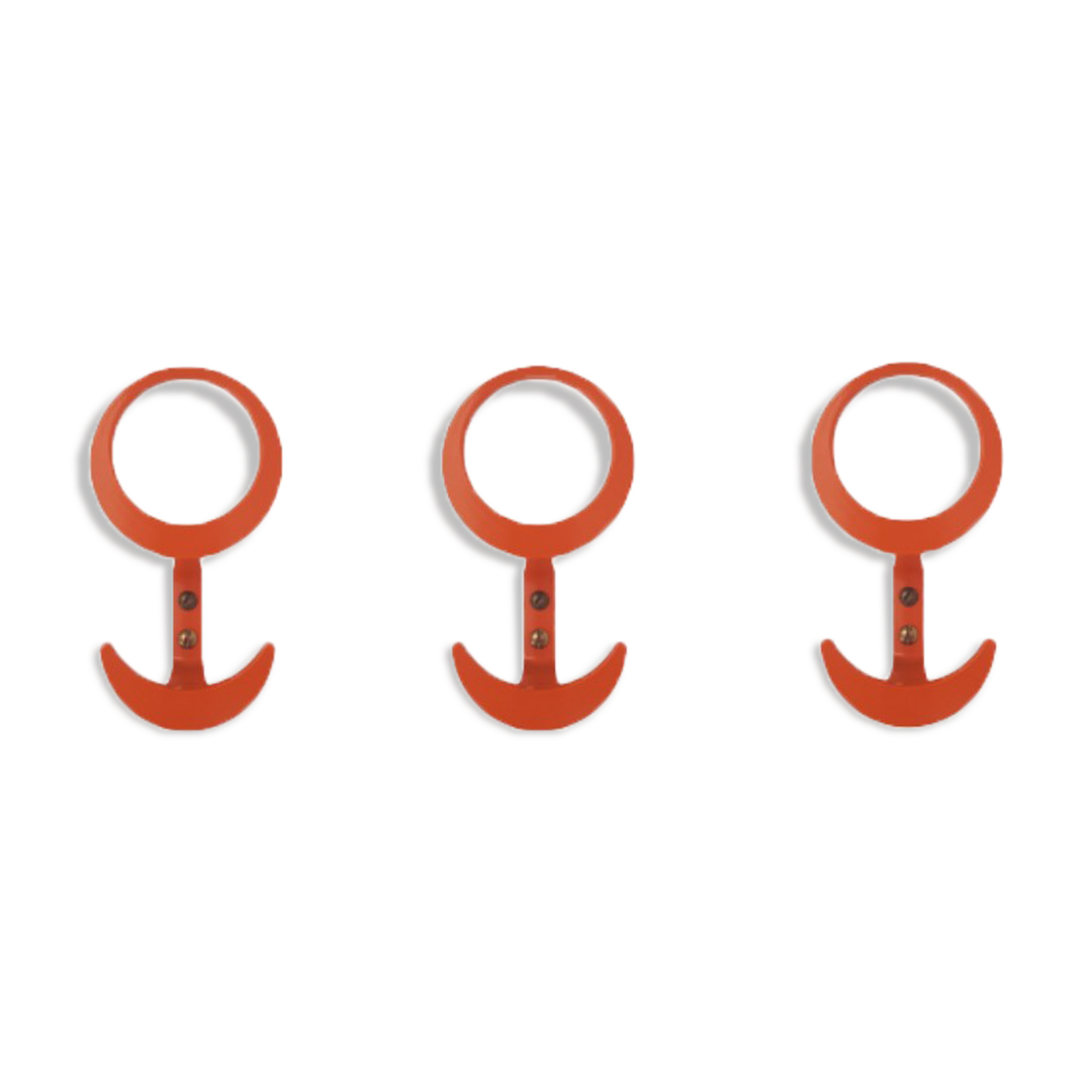Set of Three Space Age Plastic Orange Wall Hooks by KM Austria, 1960s