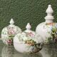 Set of 3 floral porcelain sweet jars from Paris.