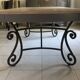 Large wooden and wrought iron dining table, 220 cm