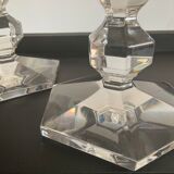 Pair of Val Saint Lambert crystal candle holders