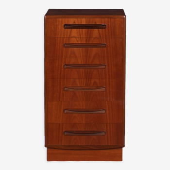 Teak 1960s tall G-Plan fresco chest of drawers by Victor Wilkins
