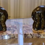 Paire de serre livres art deco marbre