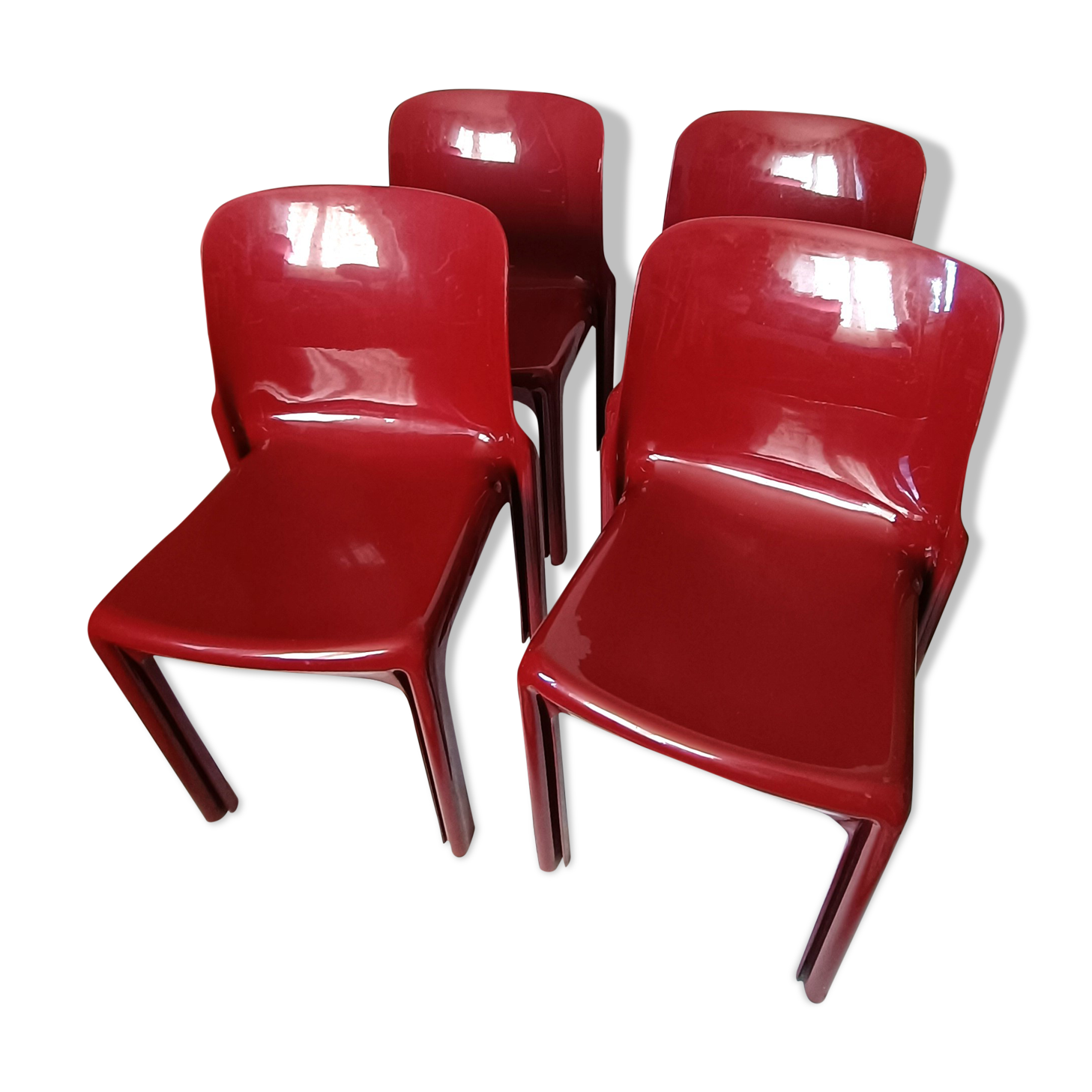 4 Selene chairs by Vico Magistretti for red Artemide