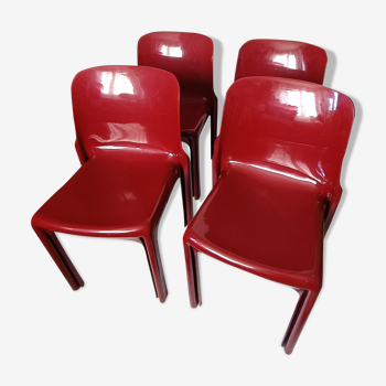 4 Selene chairs by Vico Magistretti for red Artemide