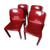 4 Selene chairs by Vico Magistretti for red Artemide