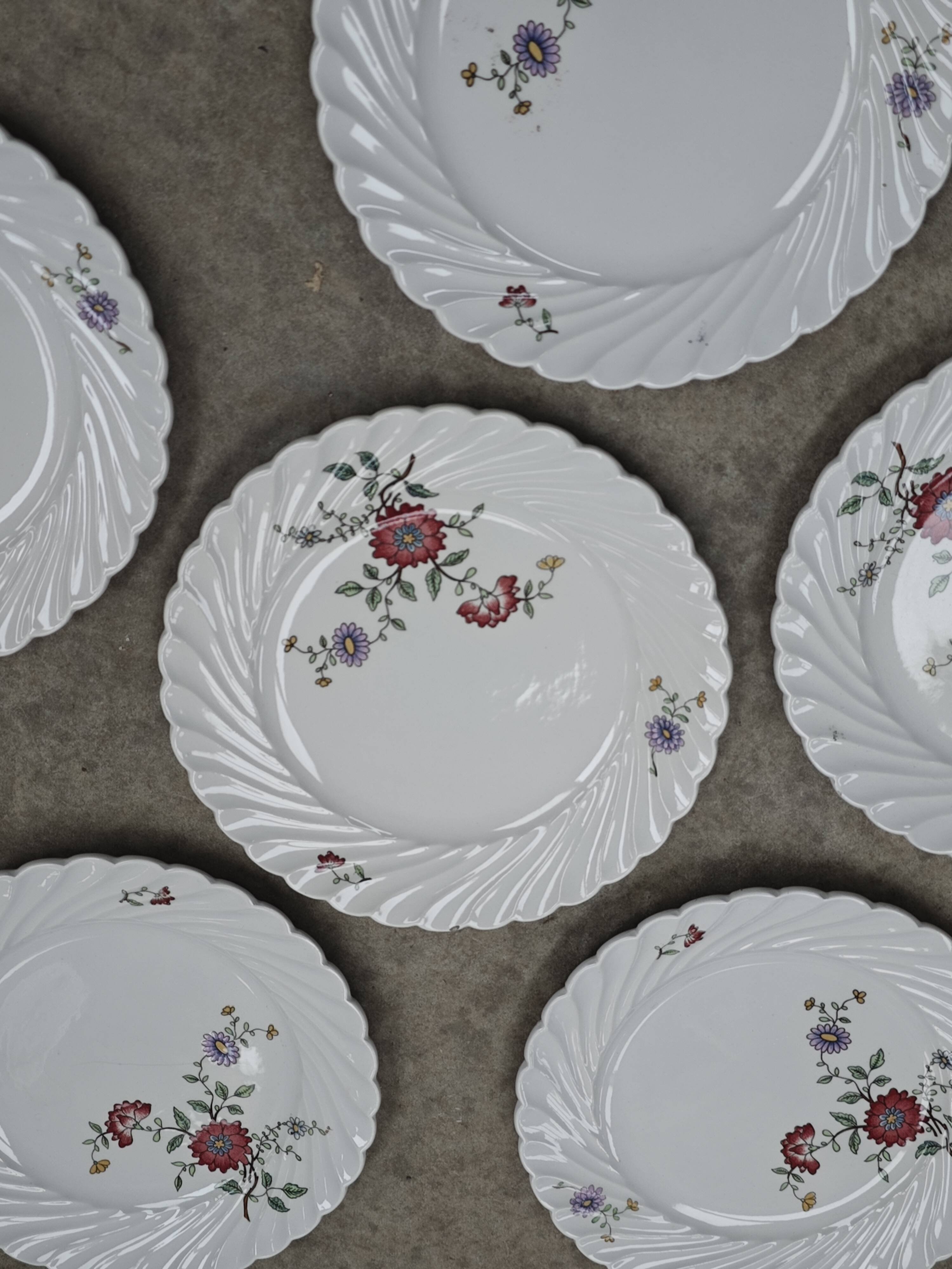 Lot de 6 assiettes à dessert KG Lunéville Service Fleurs des Indes