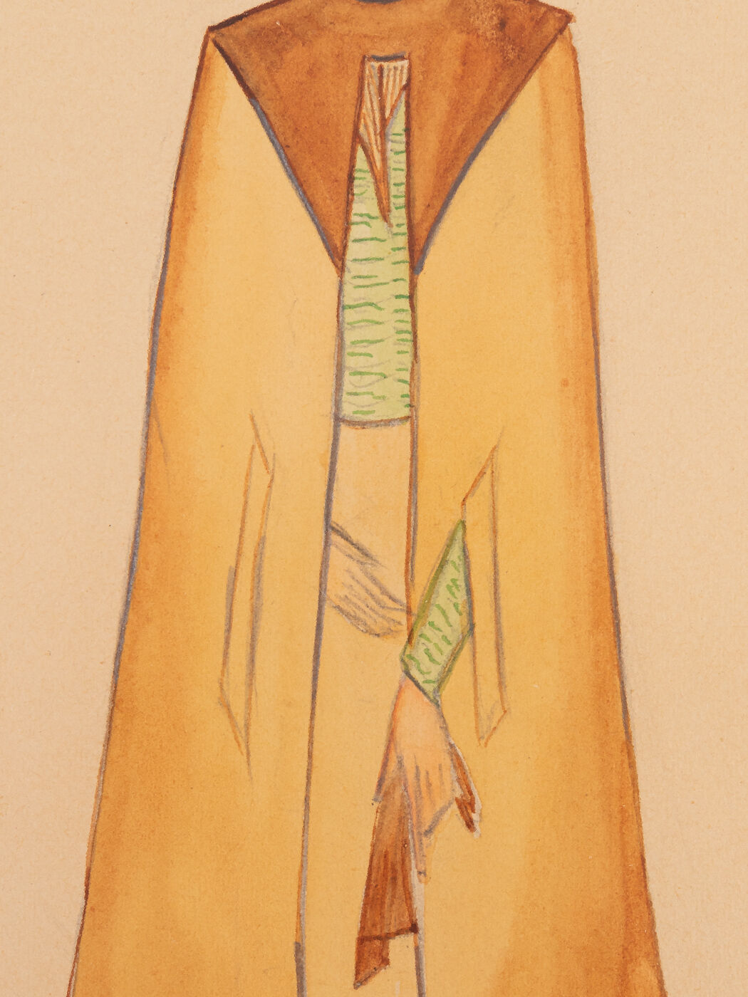 Art déco fashion illustration, gouache on paper, 93 x 52 cm