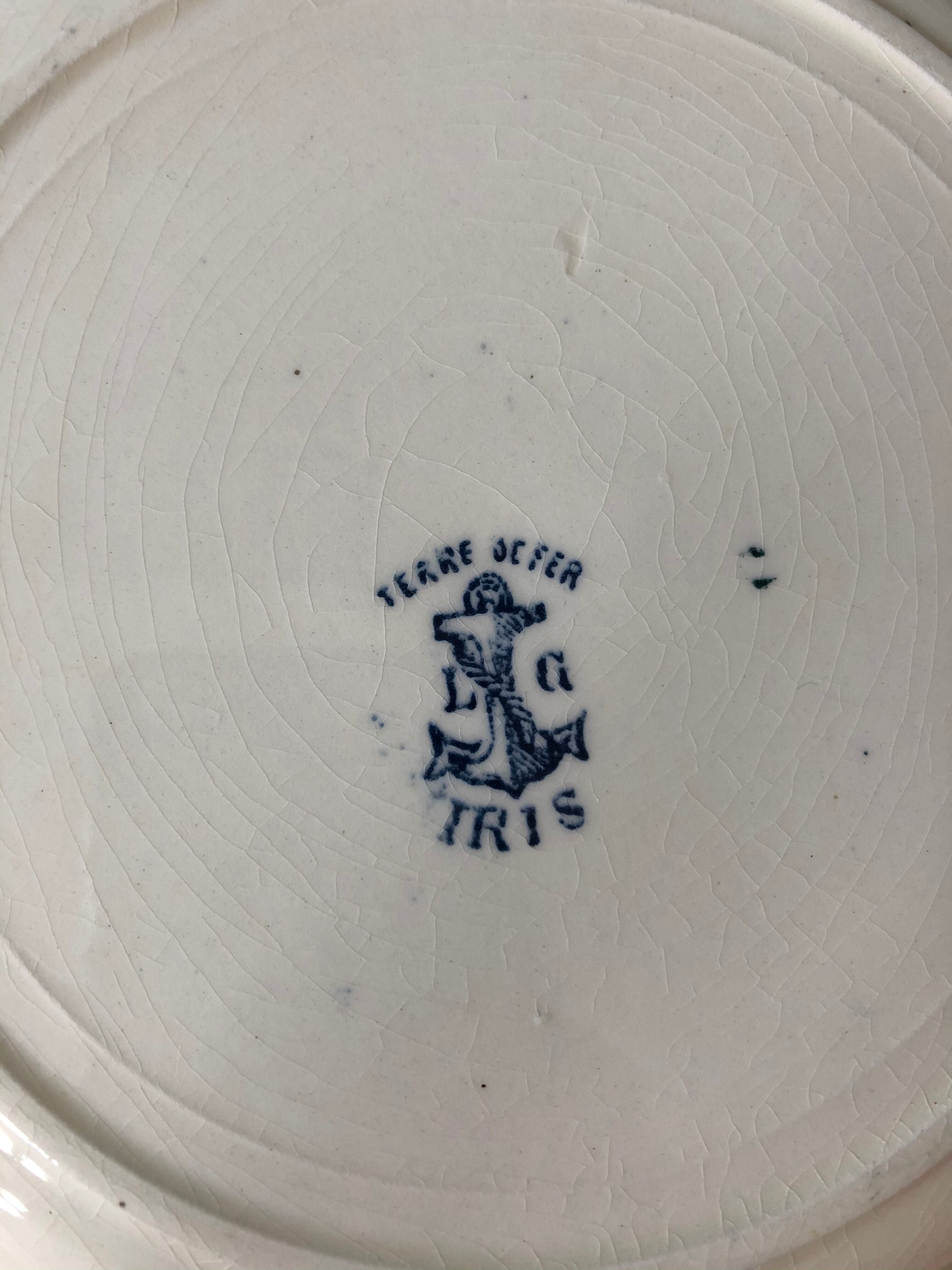 Assiette plate XIXème terre de fer modèle Iris