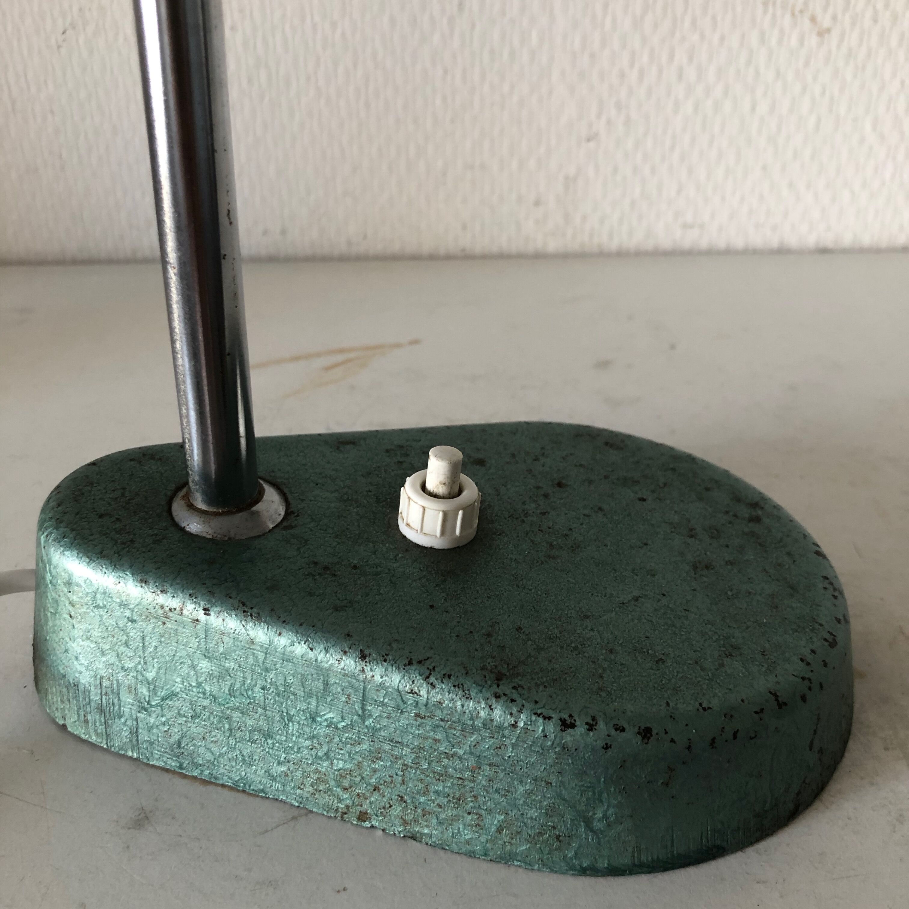 1950 vintage metal green Aluminor desk lamp - 35 cm