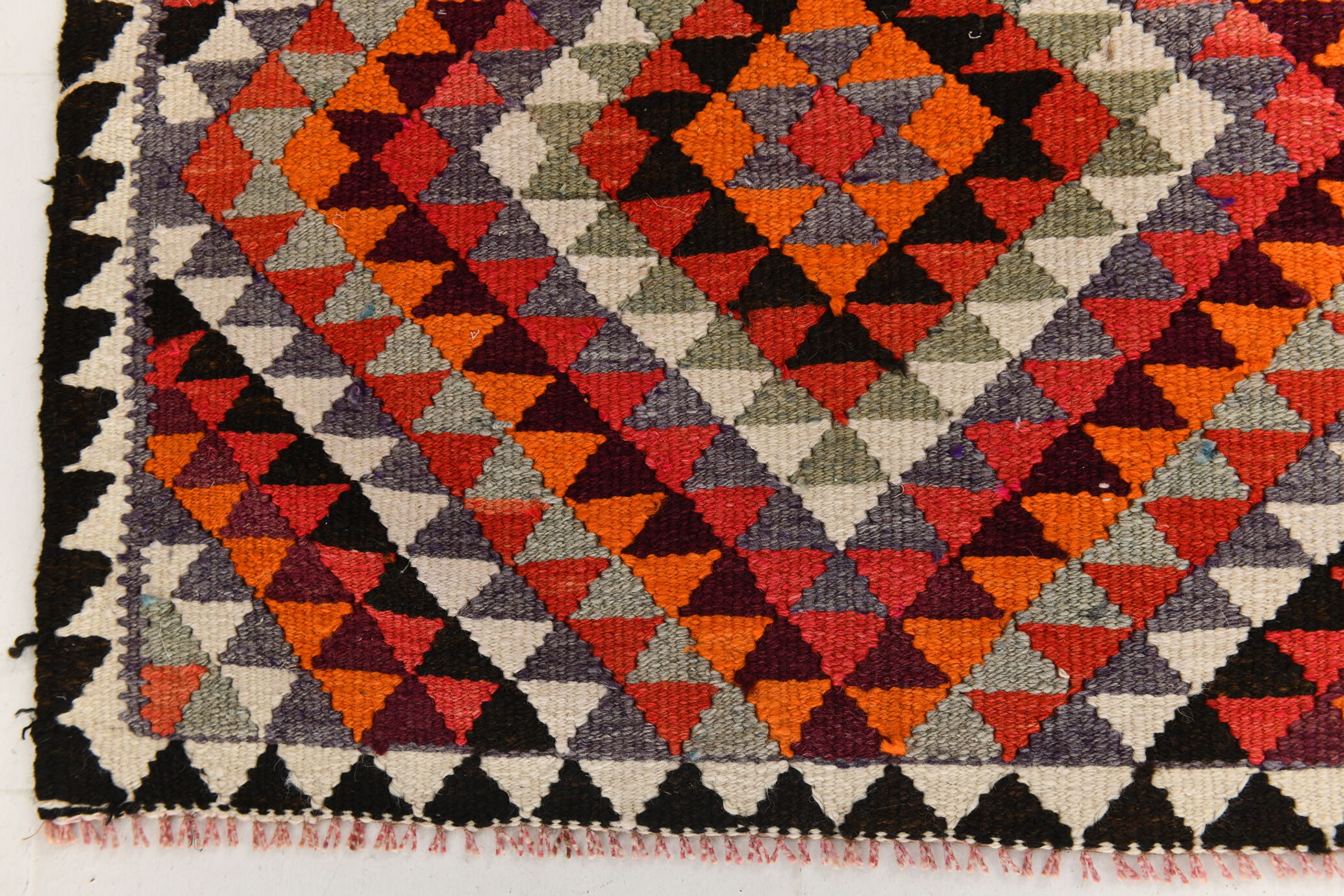 3x9 geometric kilim runner rug, 86x278cm