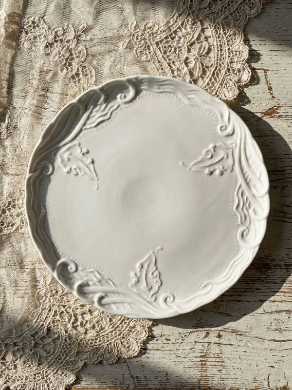 Plat à tarte vintage en porcelaine fine de Limoges blanche