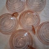 Set of 6 pink glass cups in very good condition.