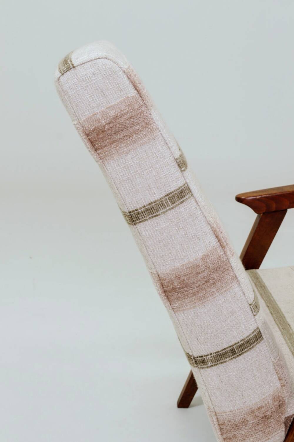 Fauteuil vintage style scandinave lin naturel 1970
