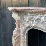 Louis XV style fireplace in grey marble from the Ardennes circa 1880