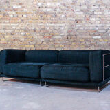 Black fabric design sofa with chromed steel frame