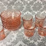 Lot service art table luminarc arcoroc model rosaline vintage 1950/1960