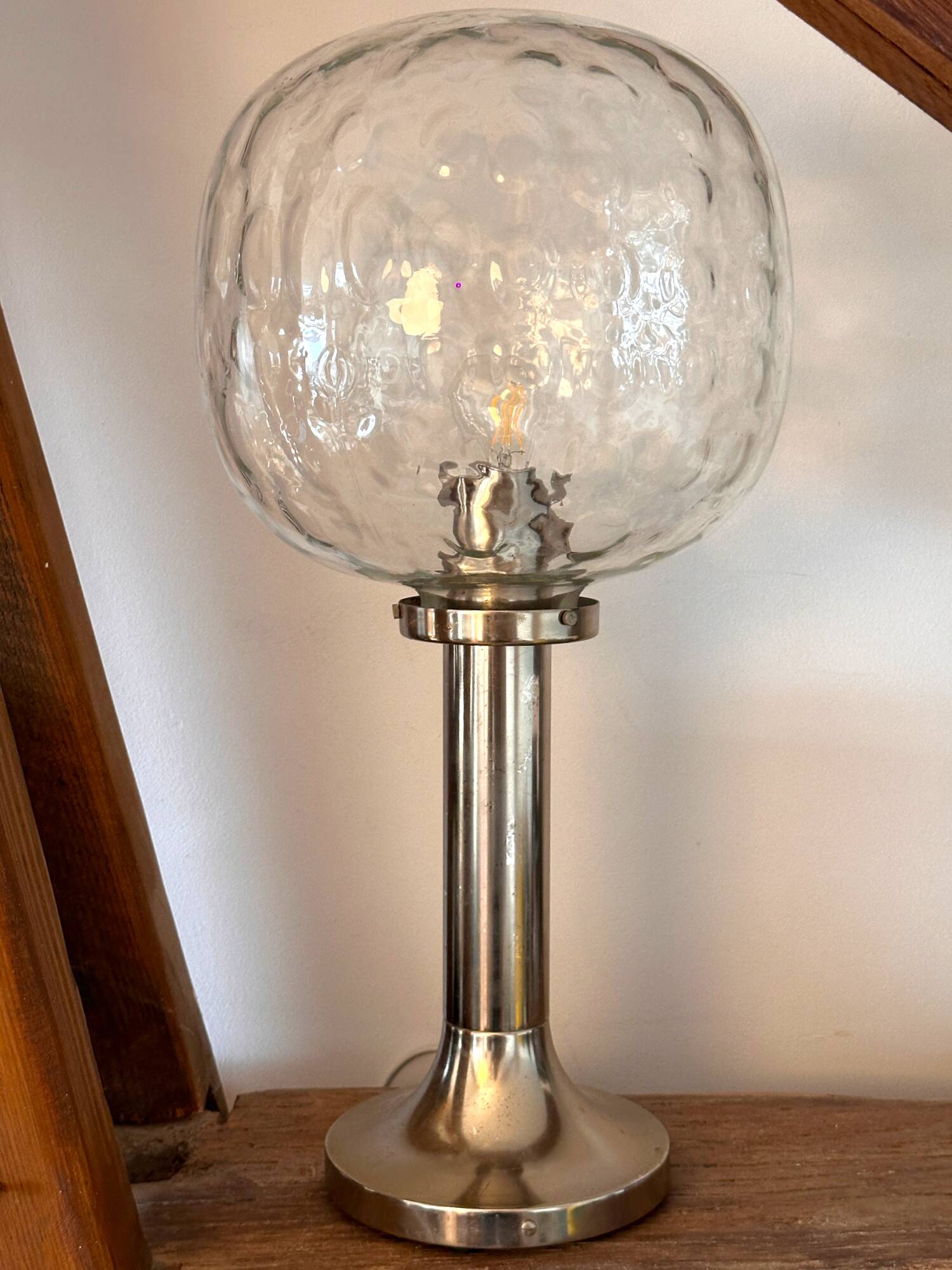 glass table lamp by Kombinat veb leuchtenbau - 1960s