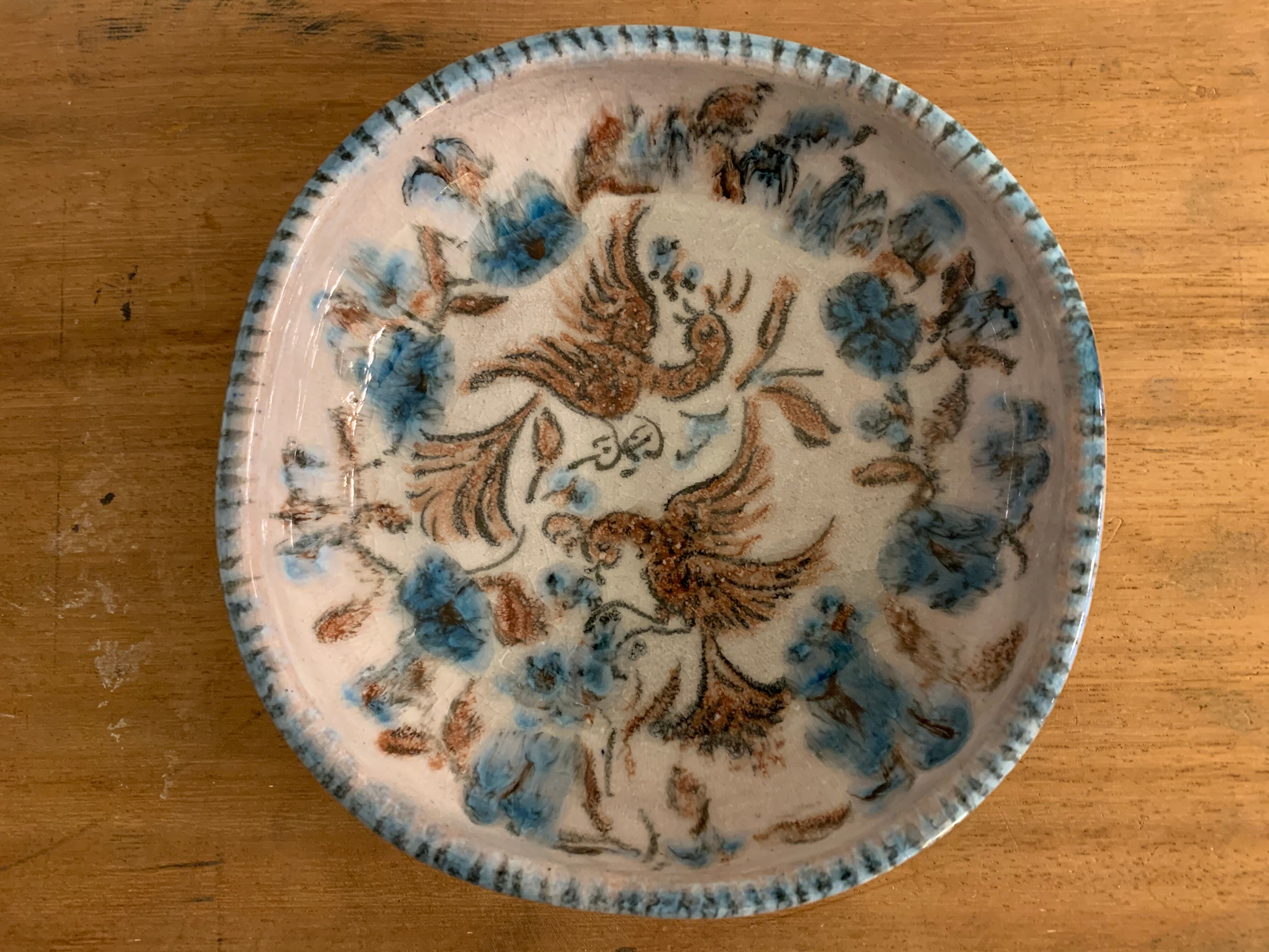 Blue glazed ceramic cup Cazaux Biarritz