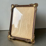 Vintage metal gold & copper colored picture frame brass 17.5 cm x 13.5 cm convex glass