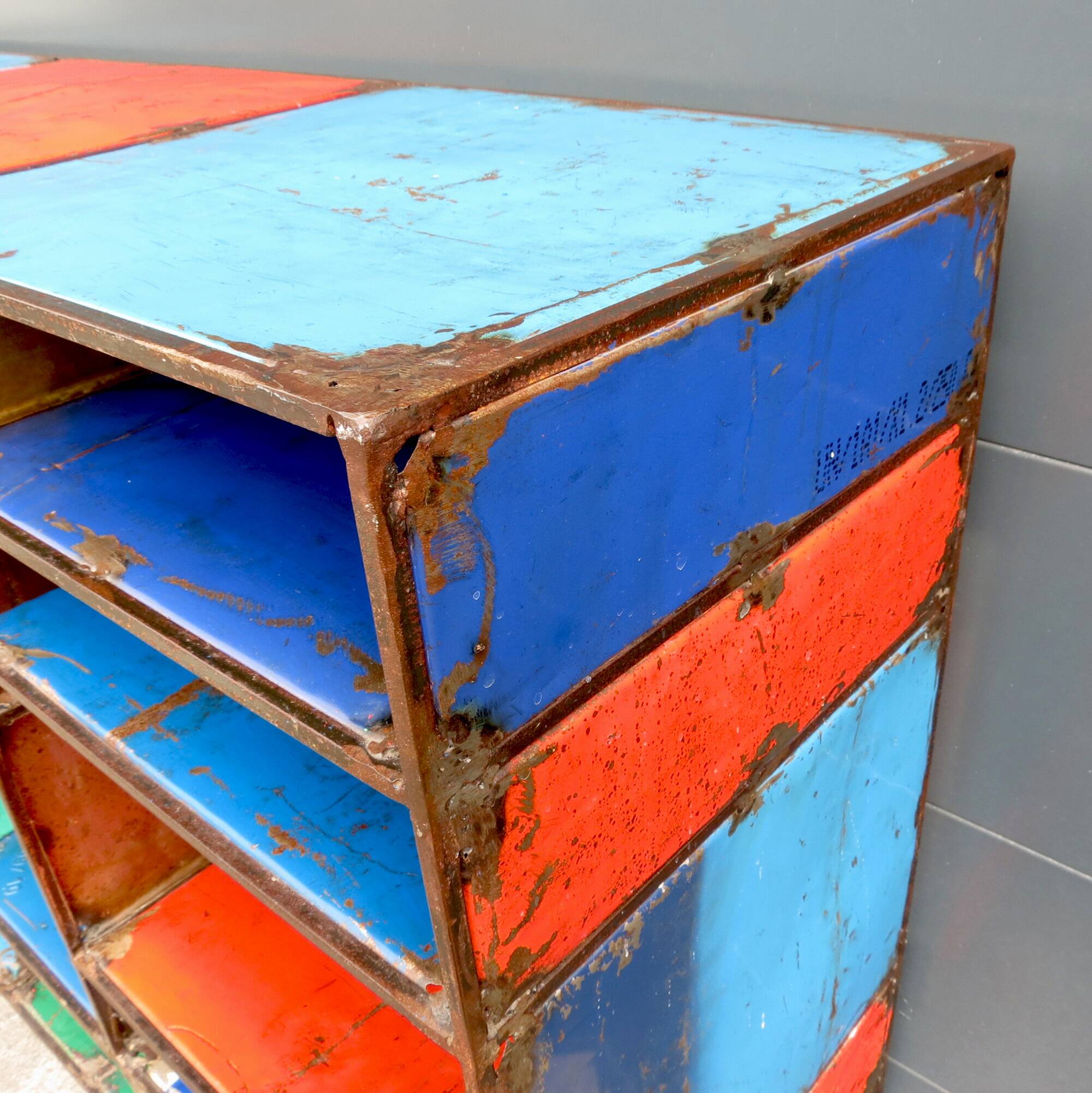 Brutalist shelve of recycled metal, 2000s