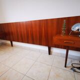 Scandinavian teak headboard – 1960s – Integrated bedside tables
