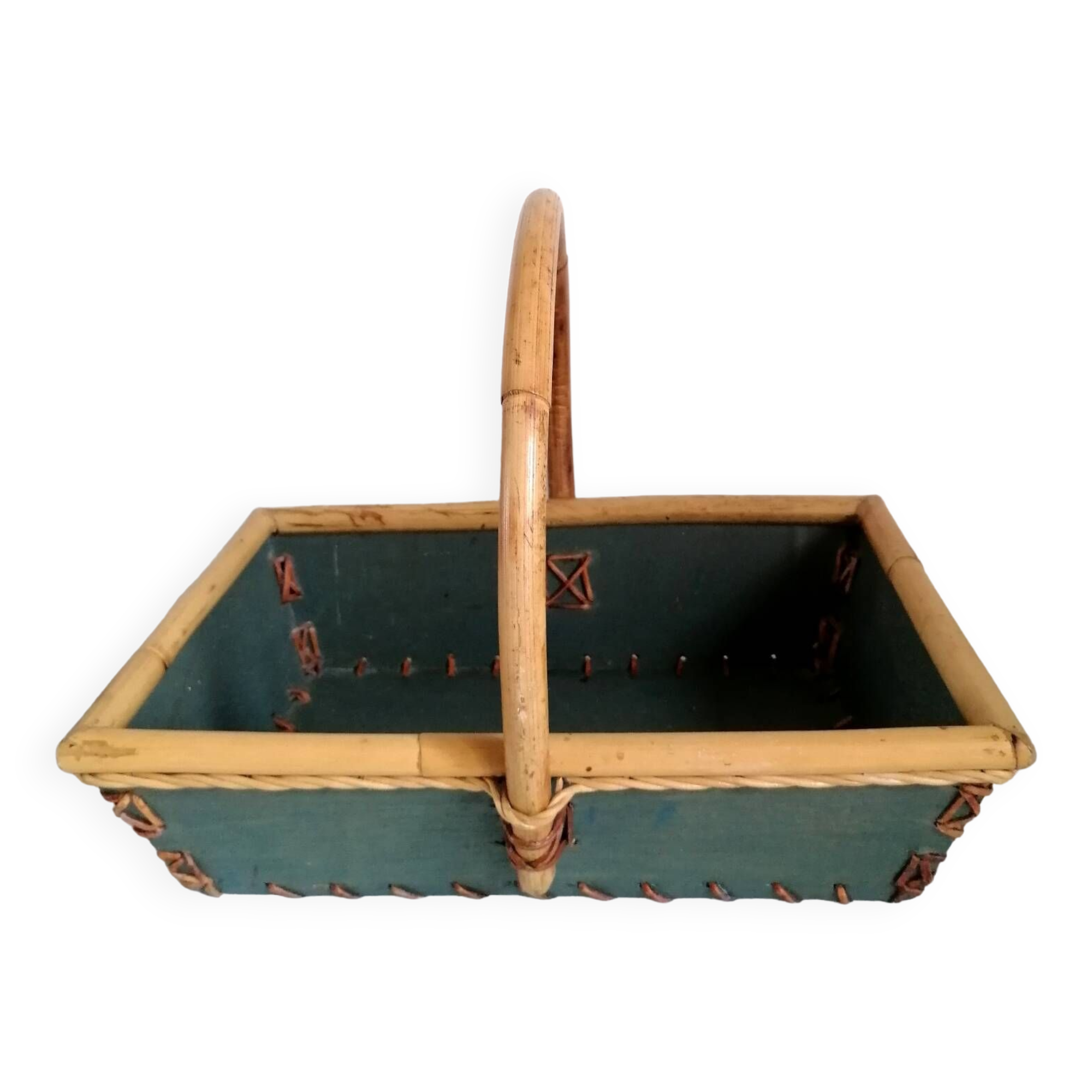 Wood and bamboo picking basket