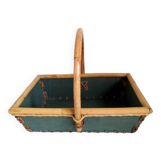 Wood and bamboo picking basket