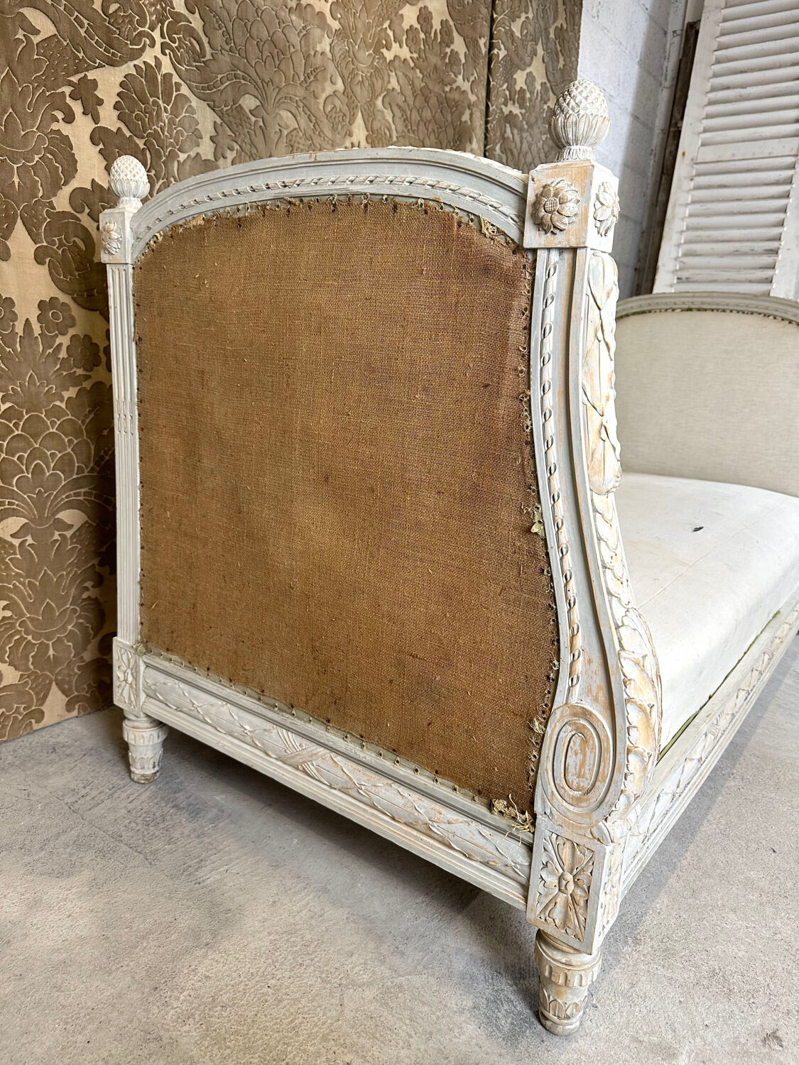 Louis XVI style alcove bed bench, 1900 period