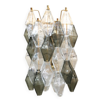 Transparent and fume’ “poliedri” murano glass wall sconce