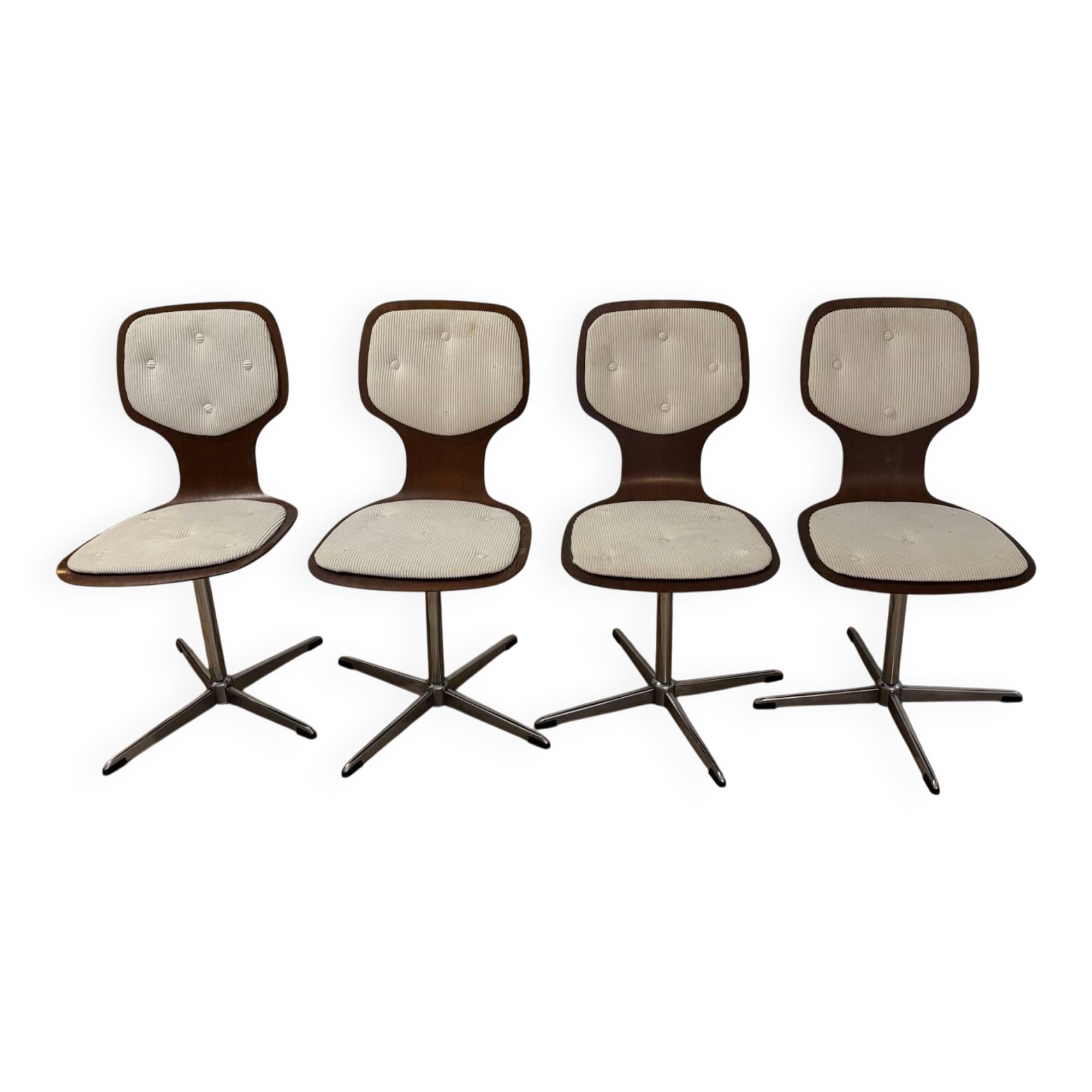 Lot of 4 vintage swivel chairs in the style of Arne Jacobsen, Scandinavian.