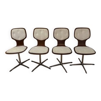 Lot of 4 vintage swivel chairs in the style of Arne Jacobsen, Scandinavian.