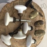 ensemble poignées de porte porcelaine et laiton