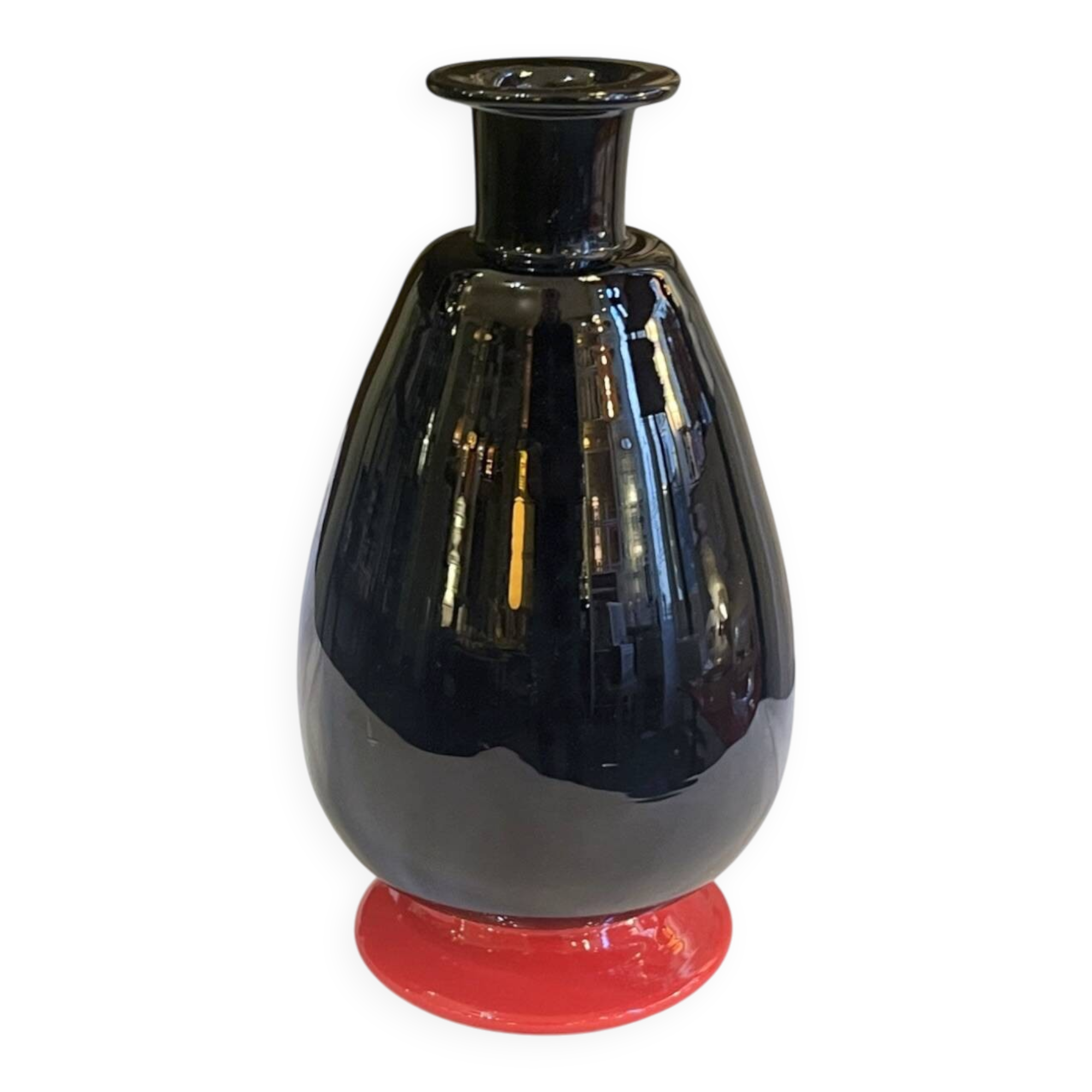 Black and red Murano glass vase by Nason & Moretti, Art Deco carafe