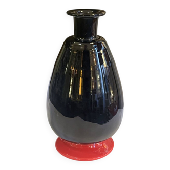 Vase en verre de Murano de Nason & Moretti noir et rouge carafe Art Déco